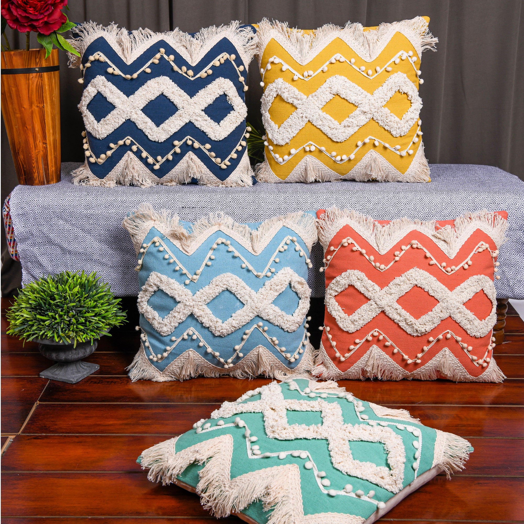 Blue moroccan cushions best sale