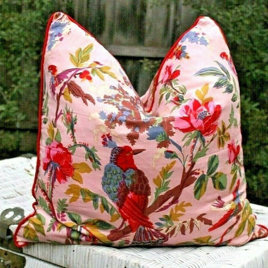 Red floral best sale cushion covers