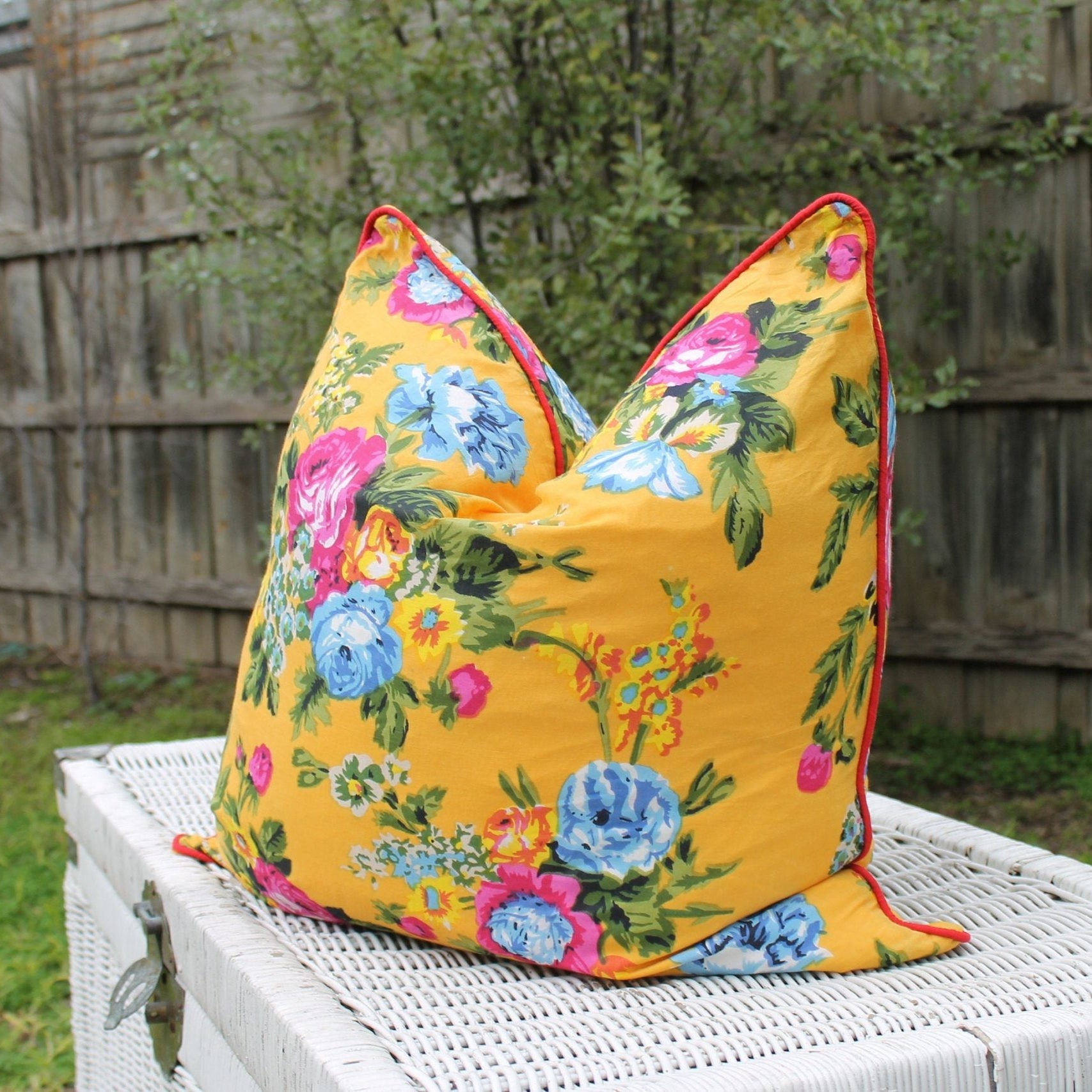 Mustard best sale floral cushion