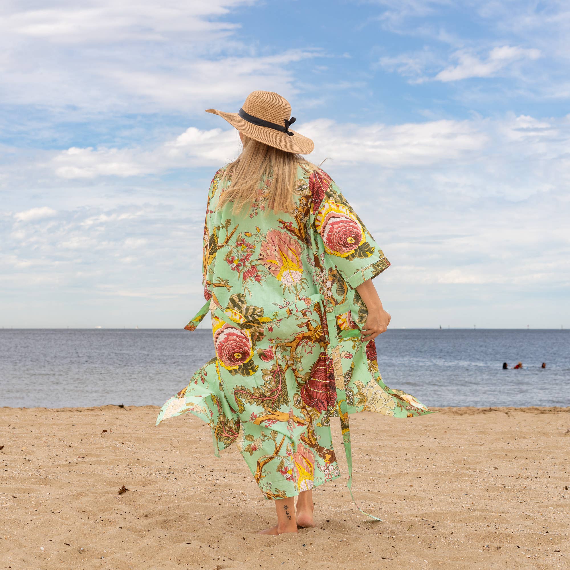 GREEN TREE OF LIFE' Women's Cotton Kimono Robe