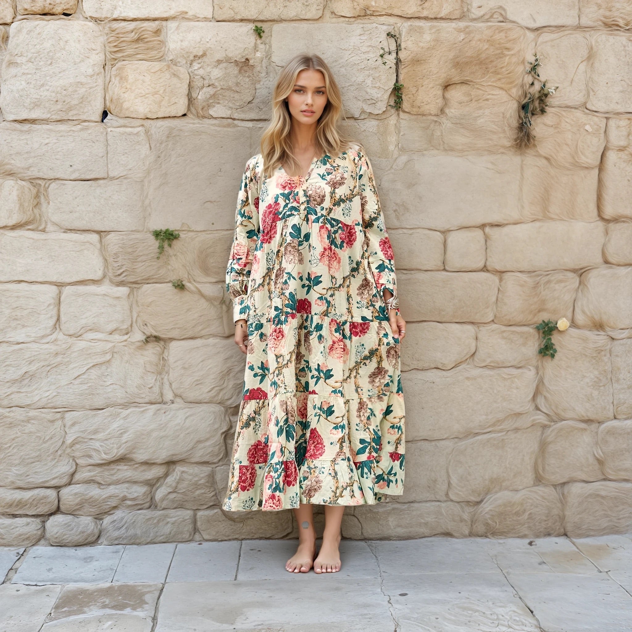 'Beach Resort Bliss' 100% Cotton Maxi Dress