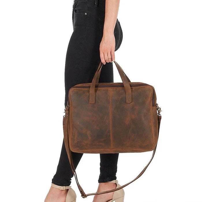 Rustic Leather Laptop Bag - Ivaan