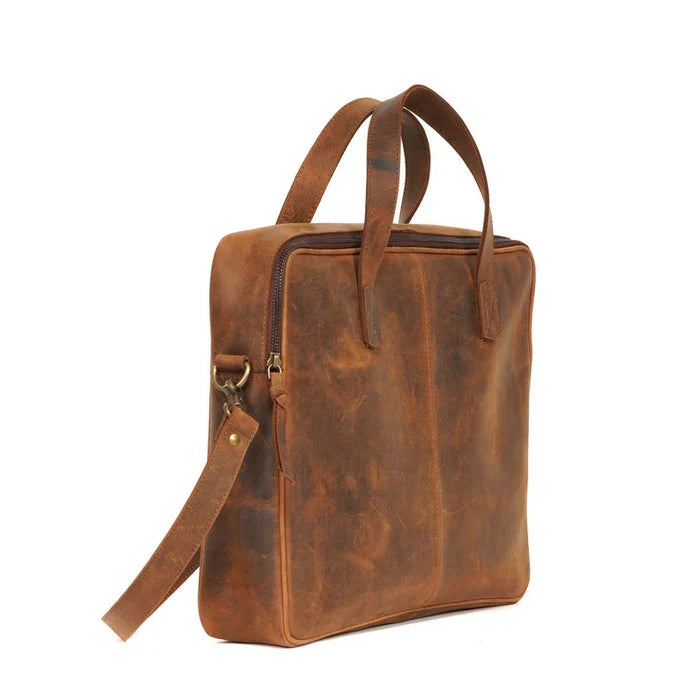 Rustic Leather Laptop Bag - Ivaan