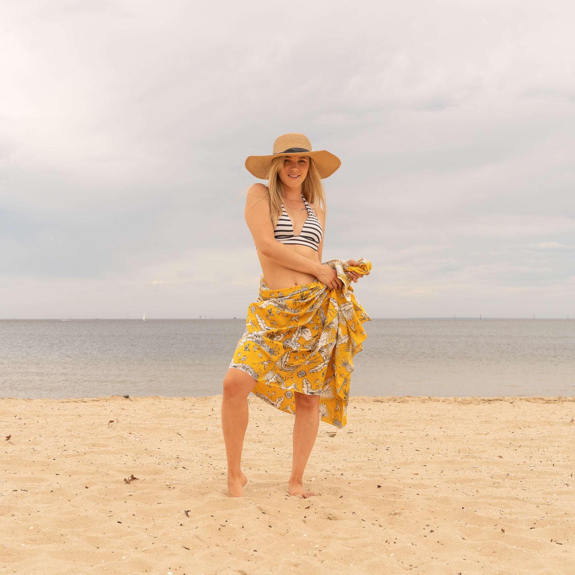 Mustard Florals  - 100% Cotton Sarong