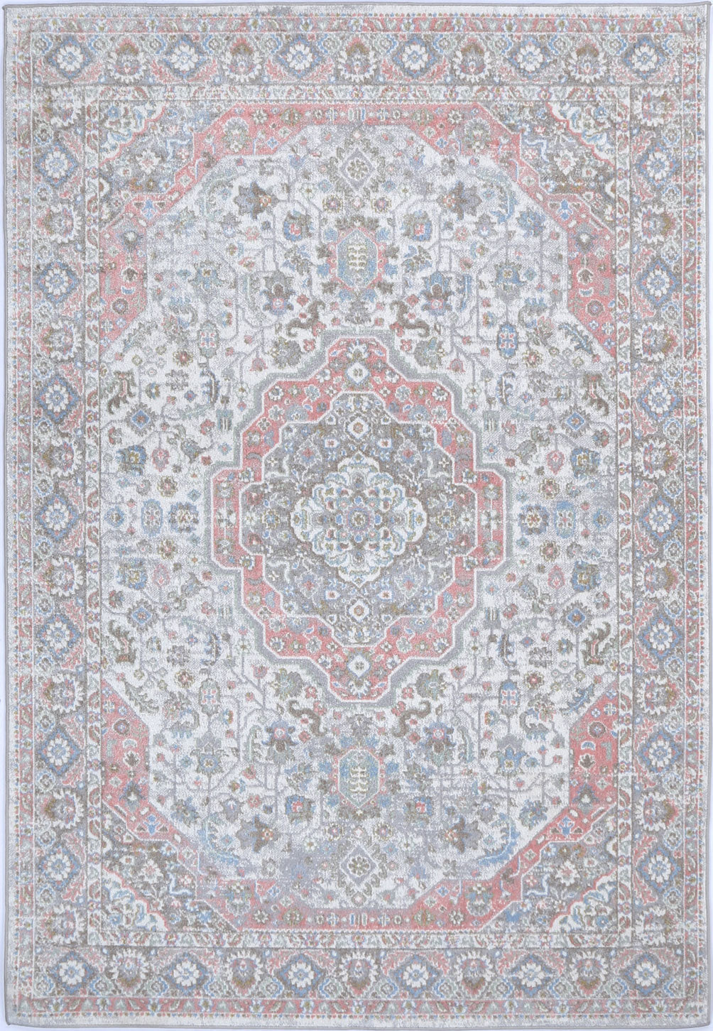 Limani Traditional Rug In Blush & Blue