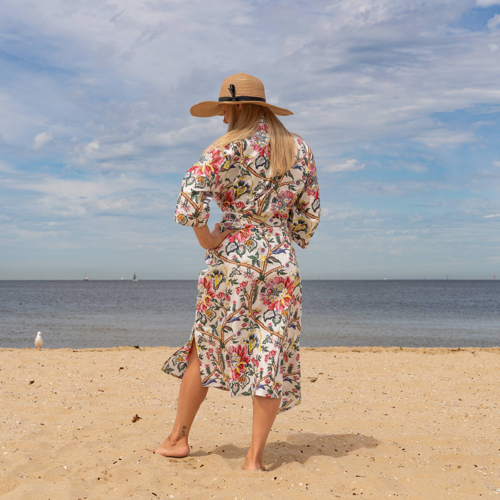 FLORAL ANTHRO' Women's Cotton Kimono Robe