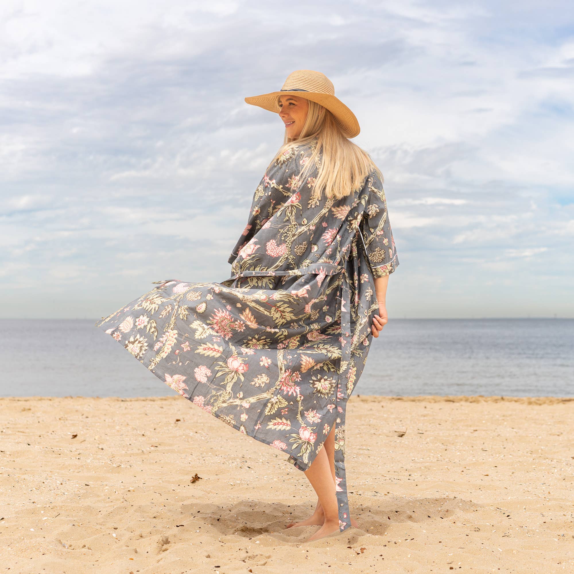 FLORAL BLISS' Women's Cotton Kimono Robe