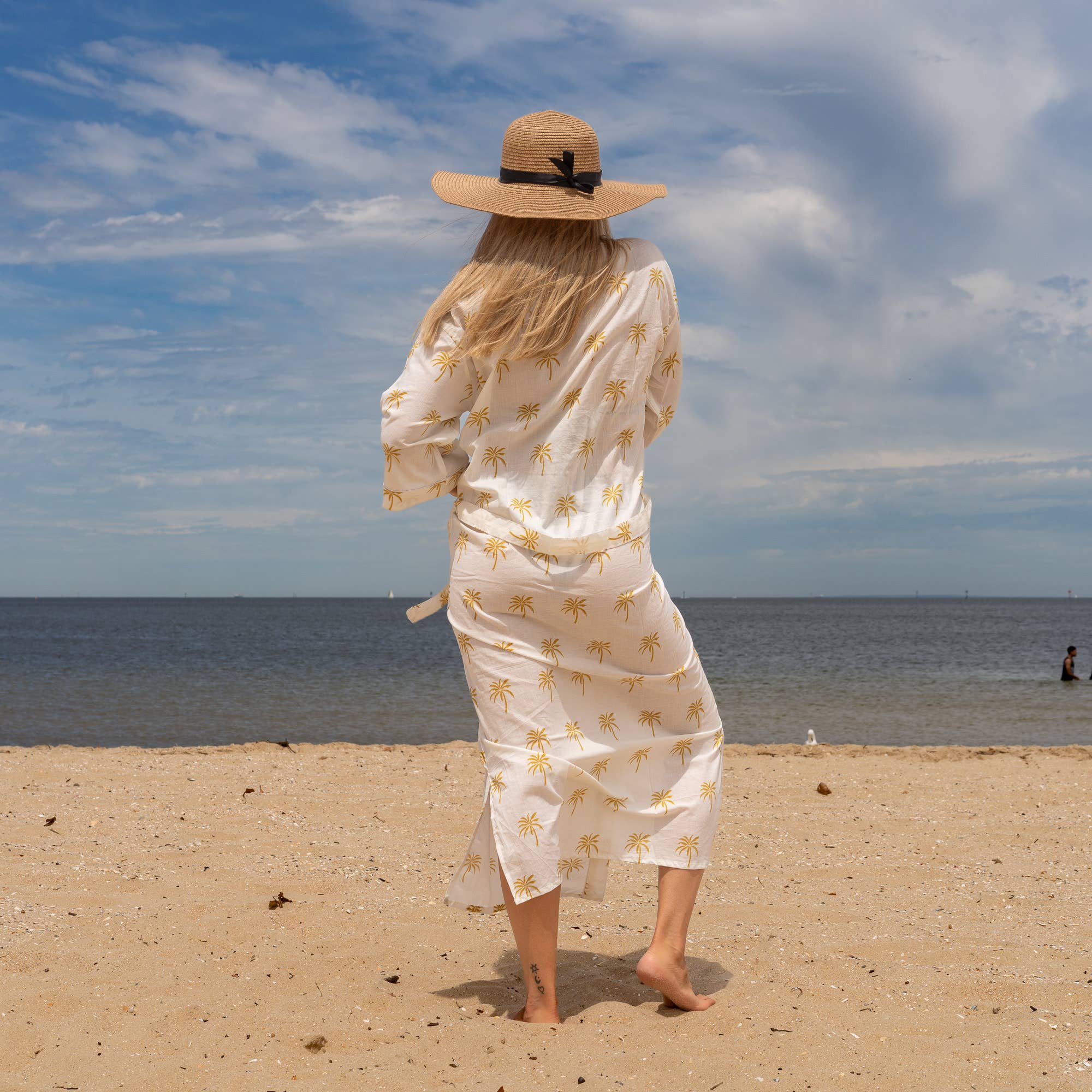 BOHO PALM' Women's Cotton Kimono Robe