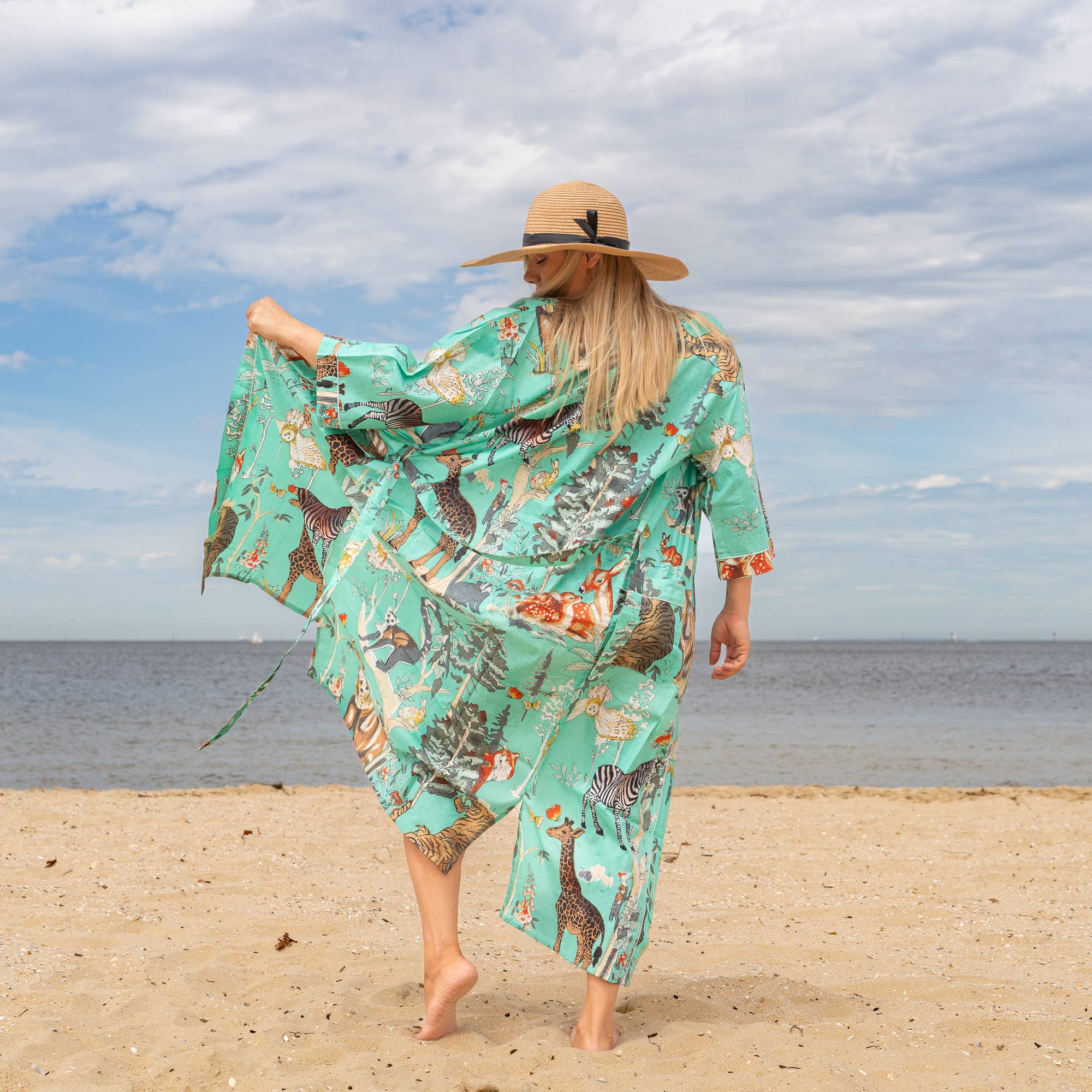 BOHO GREENS' Women's Cotton Kimono Robe