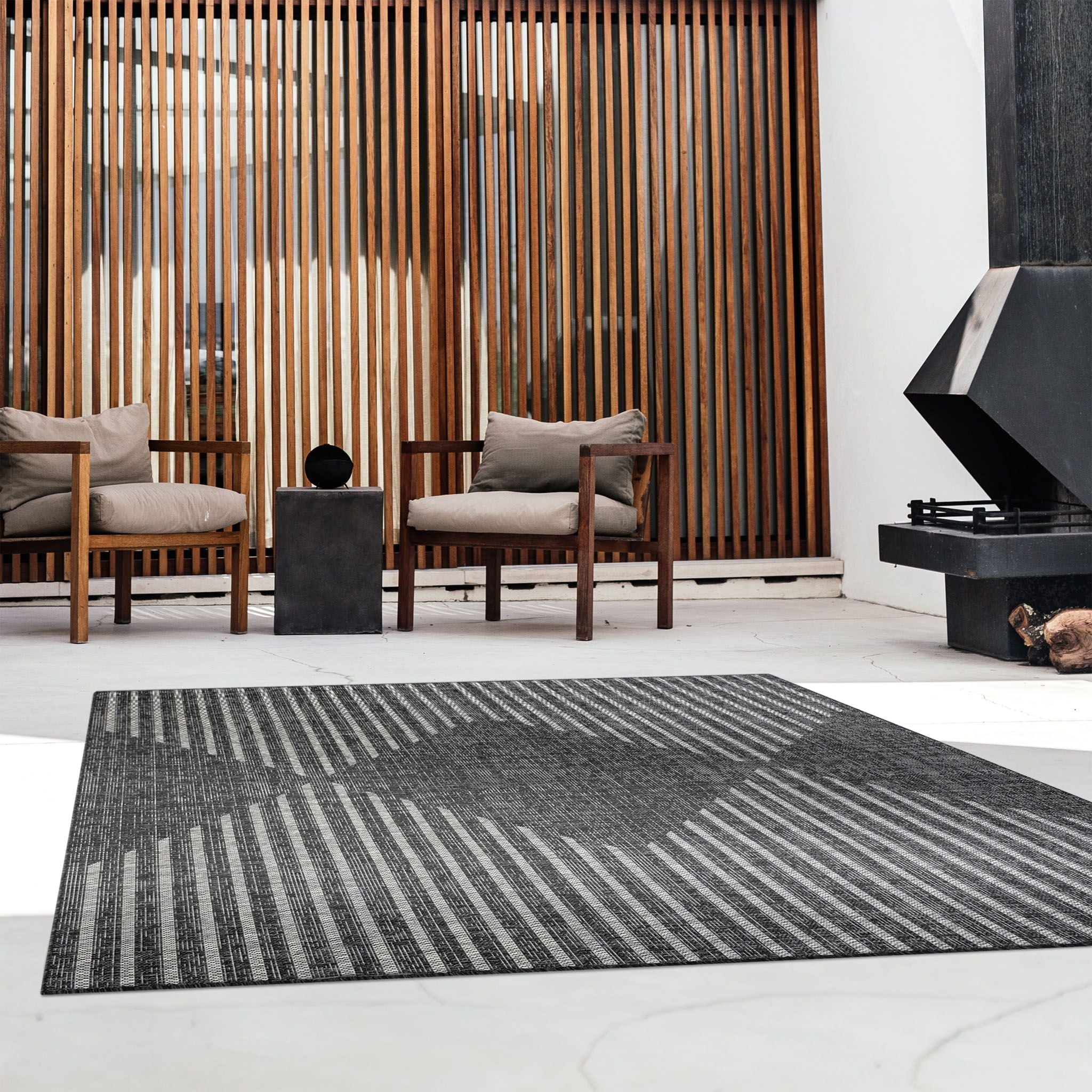 Alfresco 425 Ebony In Black Rug