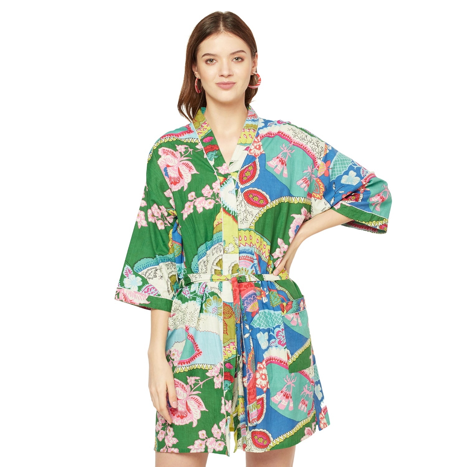 'Nature's Nirvana' 100% Cotton Kimono Robe