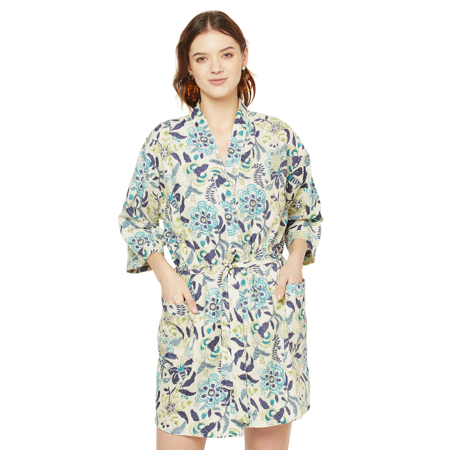 'Dreamy Florals' 100% Cotton Kimono Robe