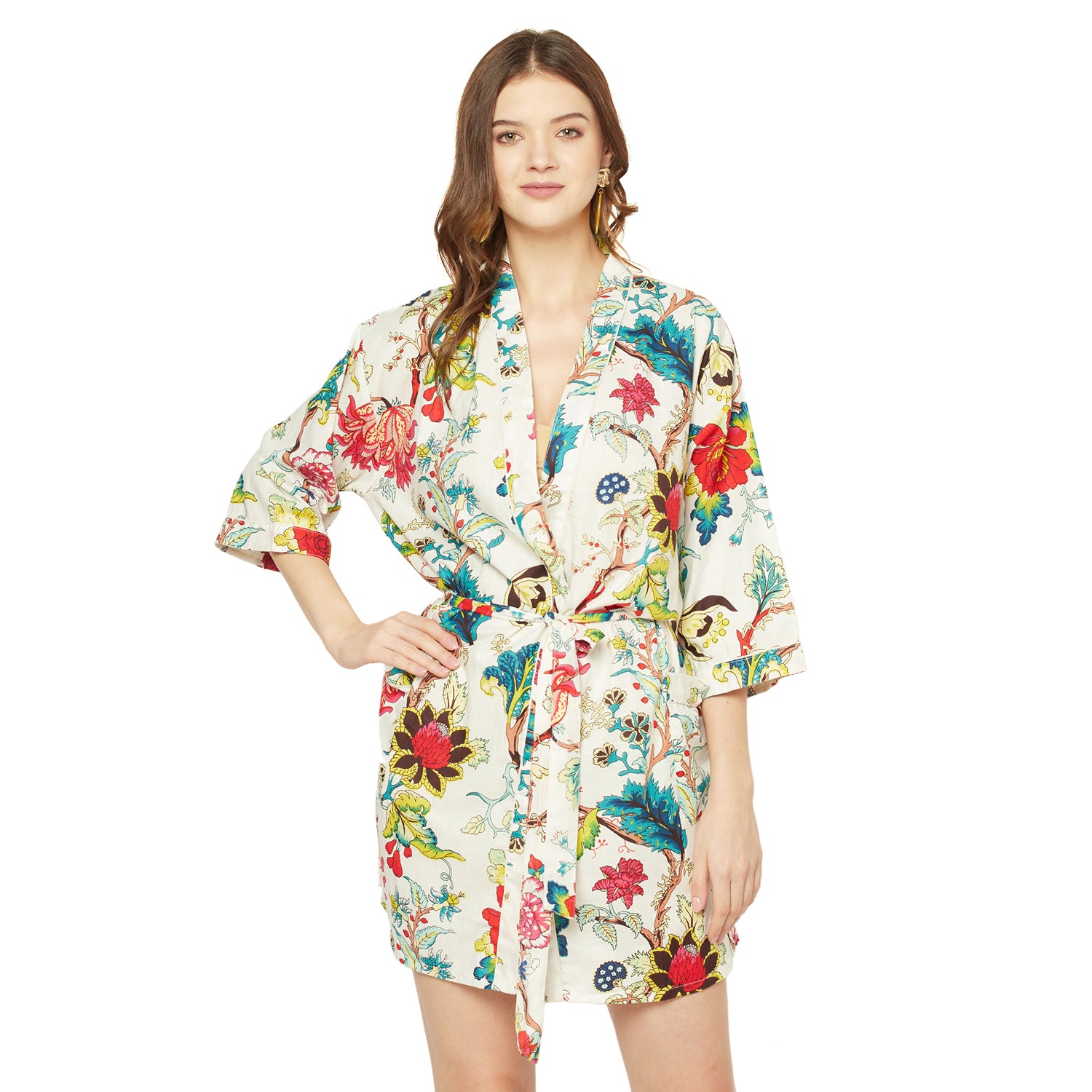 'Bohemian Botanica' 100% Cotton Kimono Robe