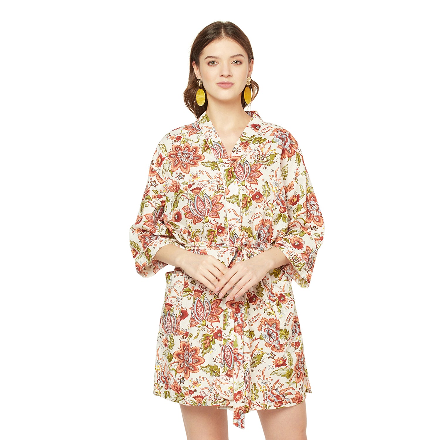 'Vibrant Frida' 100% Cotton Kimono Robe