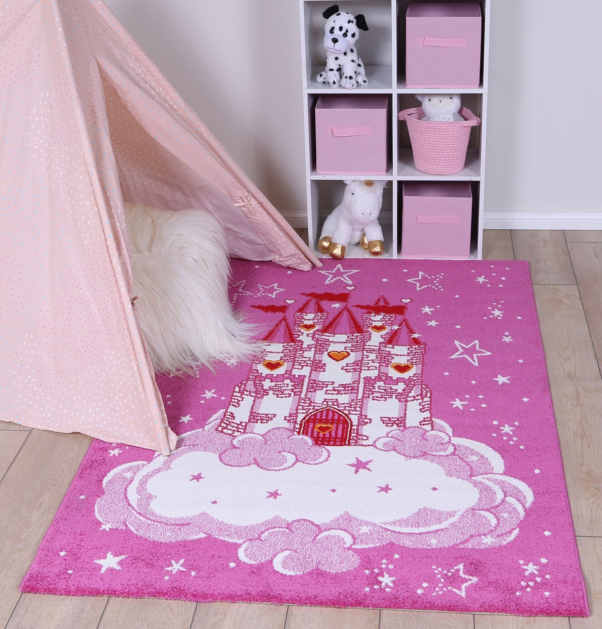 Happy Hands Kids Princess Palace In Pink  Rug