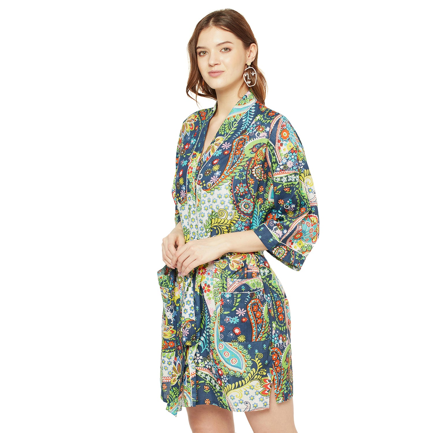 'Floral Retreat' 100% Cotton Kimono Robe