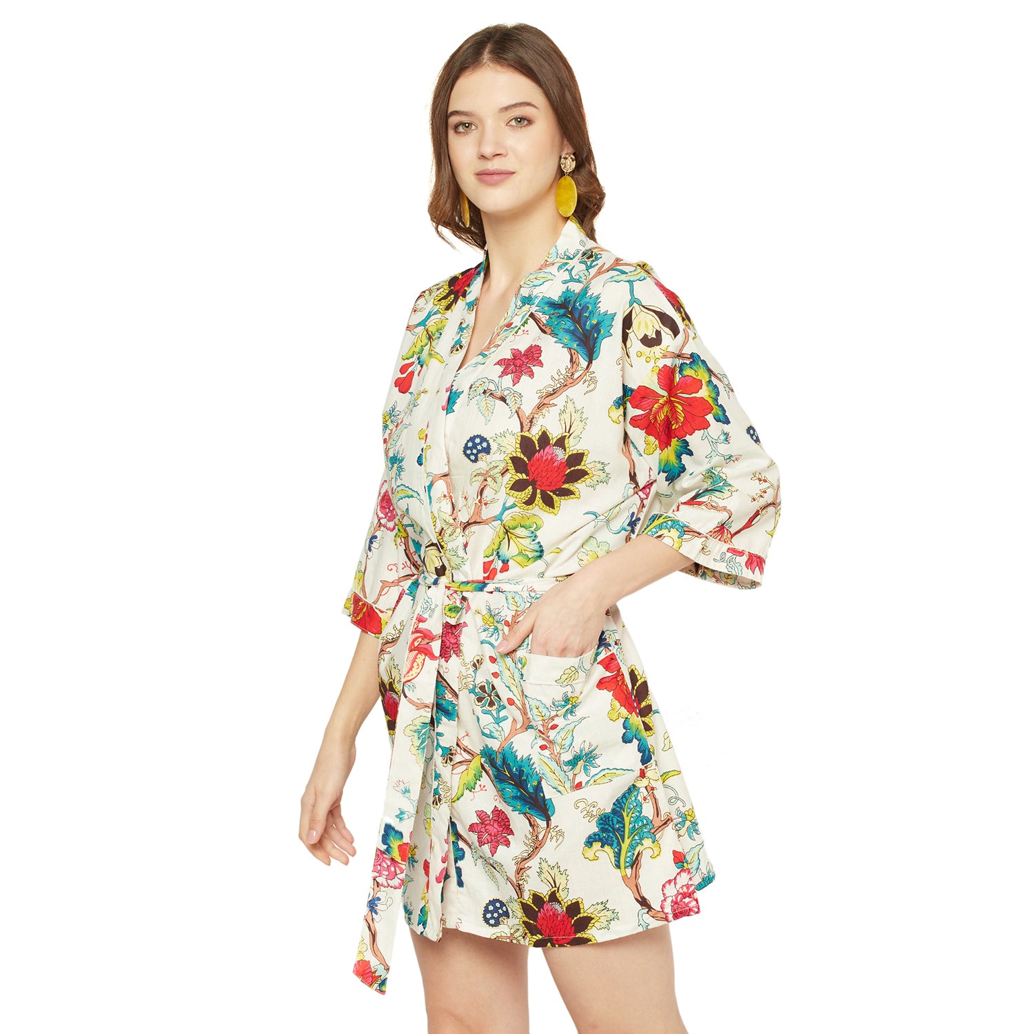 'Bohemian Botanica' 100% Cotton Kimono Robe