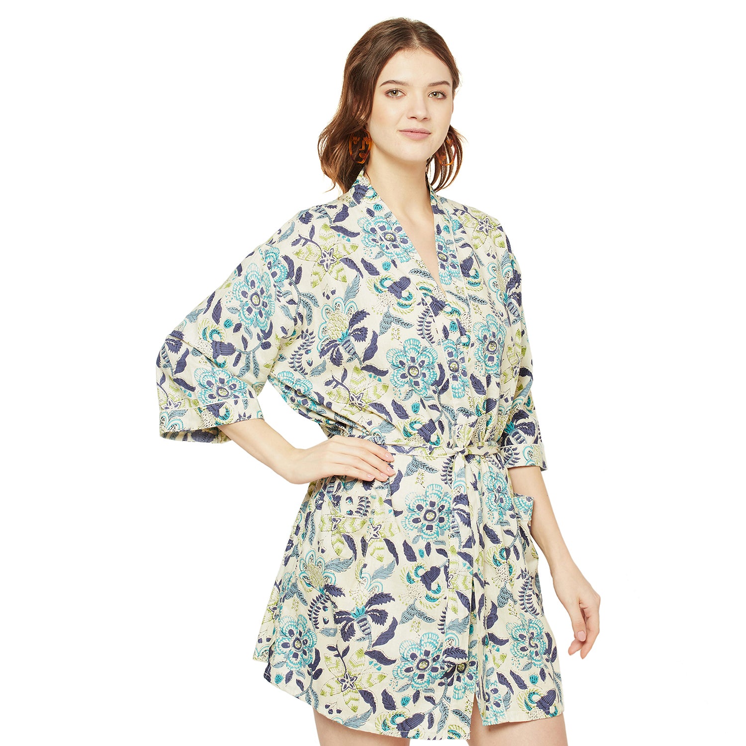 'Dreamy Florals' 100% Cotton Kimono Robe