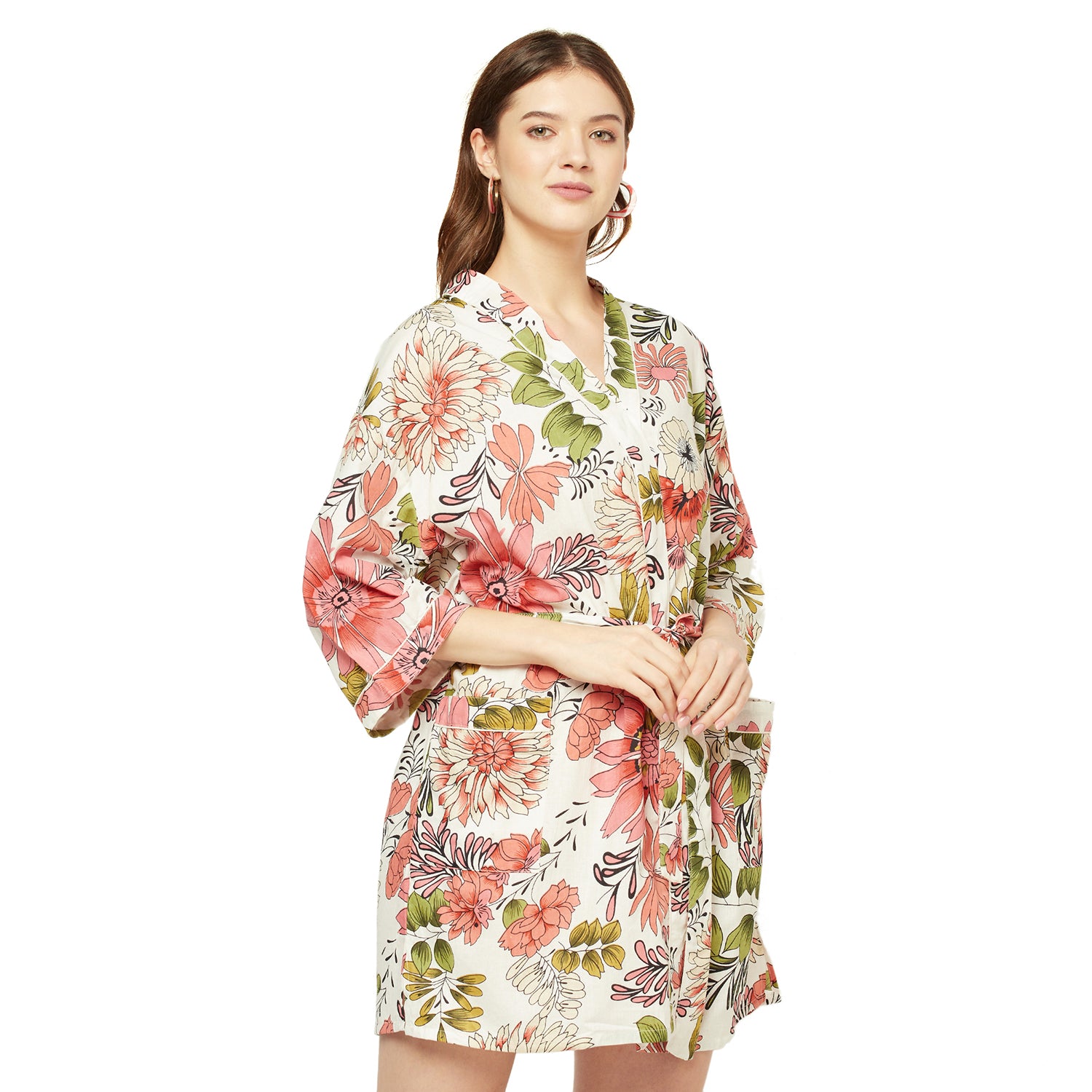 'Fascinating Florals' 100% Cotton Kimono Robe