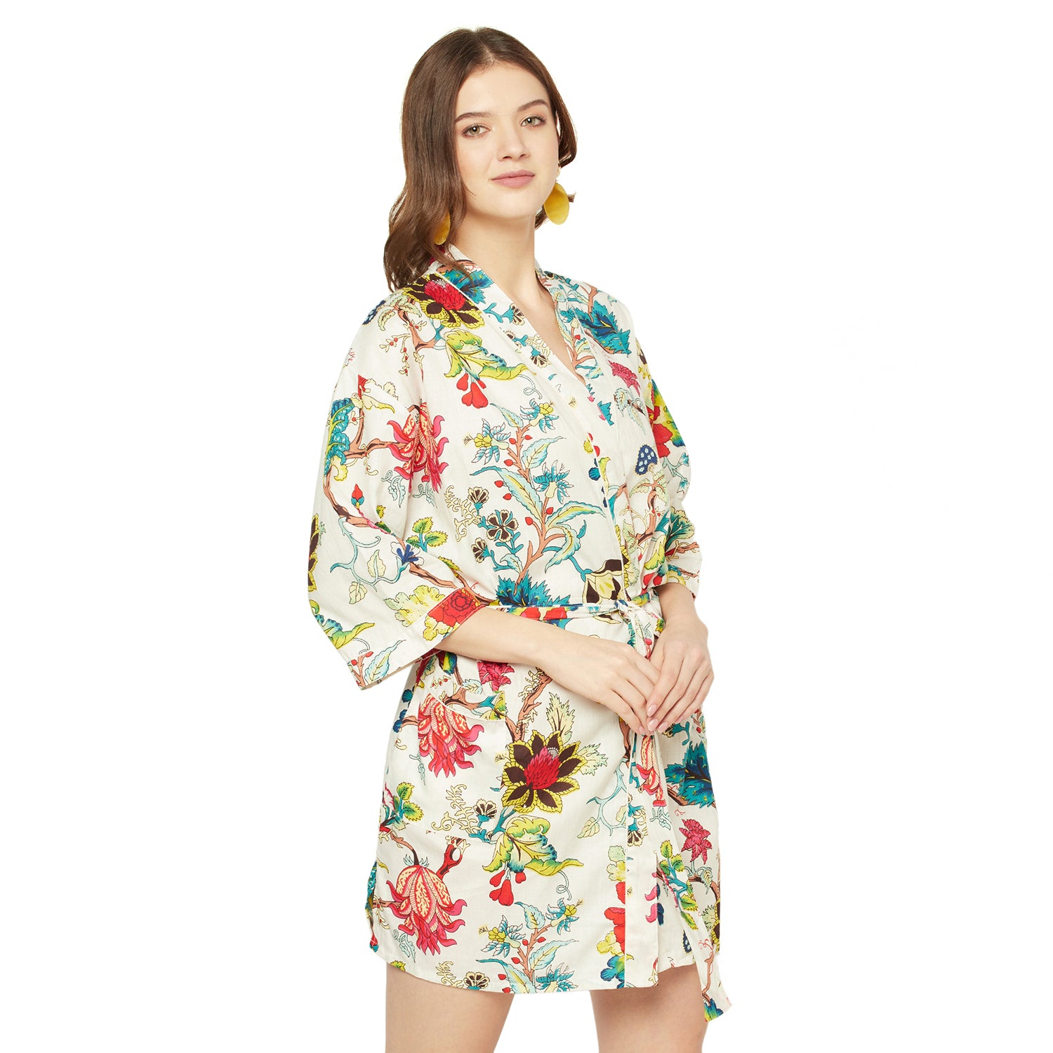 'Bohemian Botanica' 100% Cotton Kimono Robe