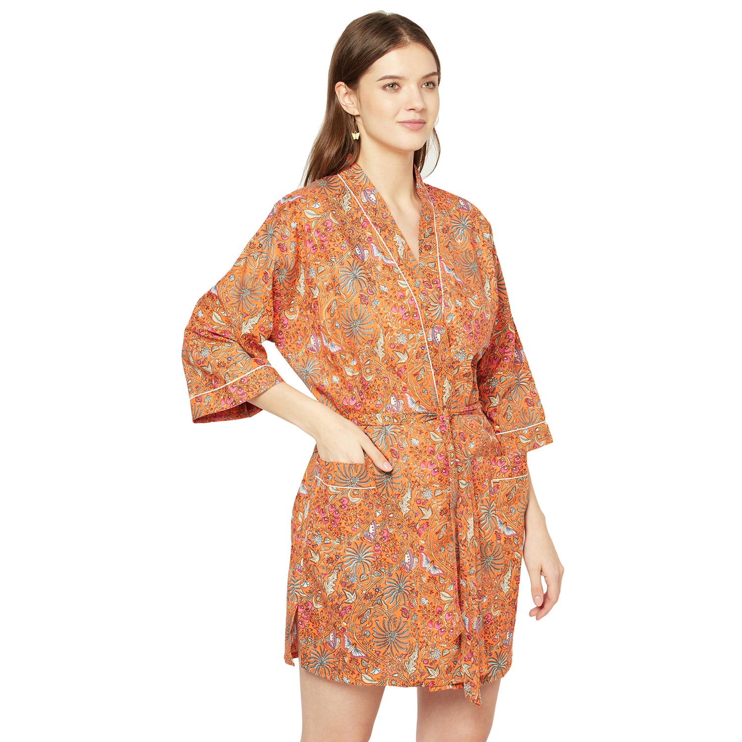 'Floral Tapestry' 100% Cotton Kimono Robe