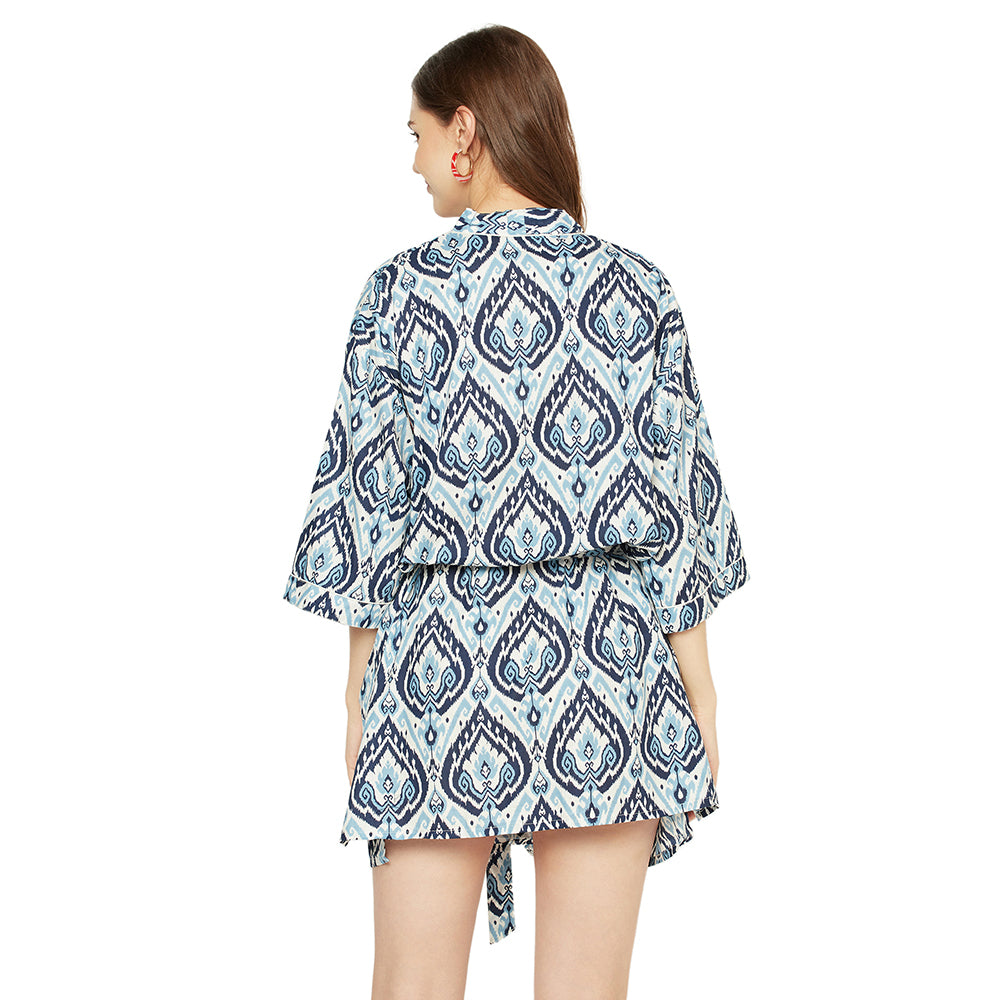 'Ocean Breeze' 100% Cotton Kimono Robe