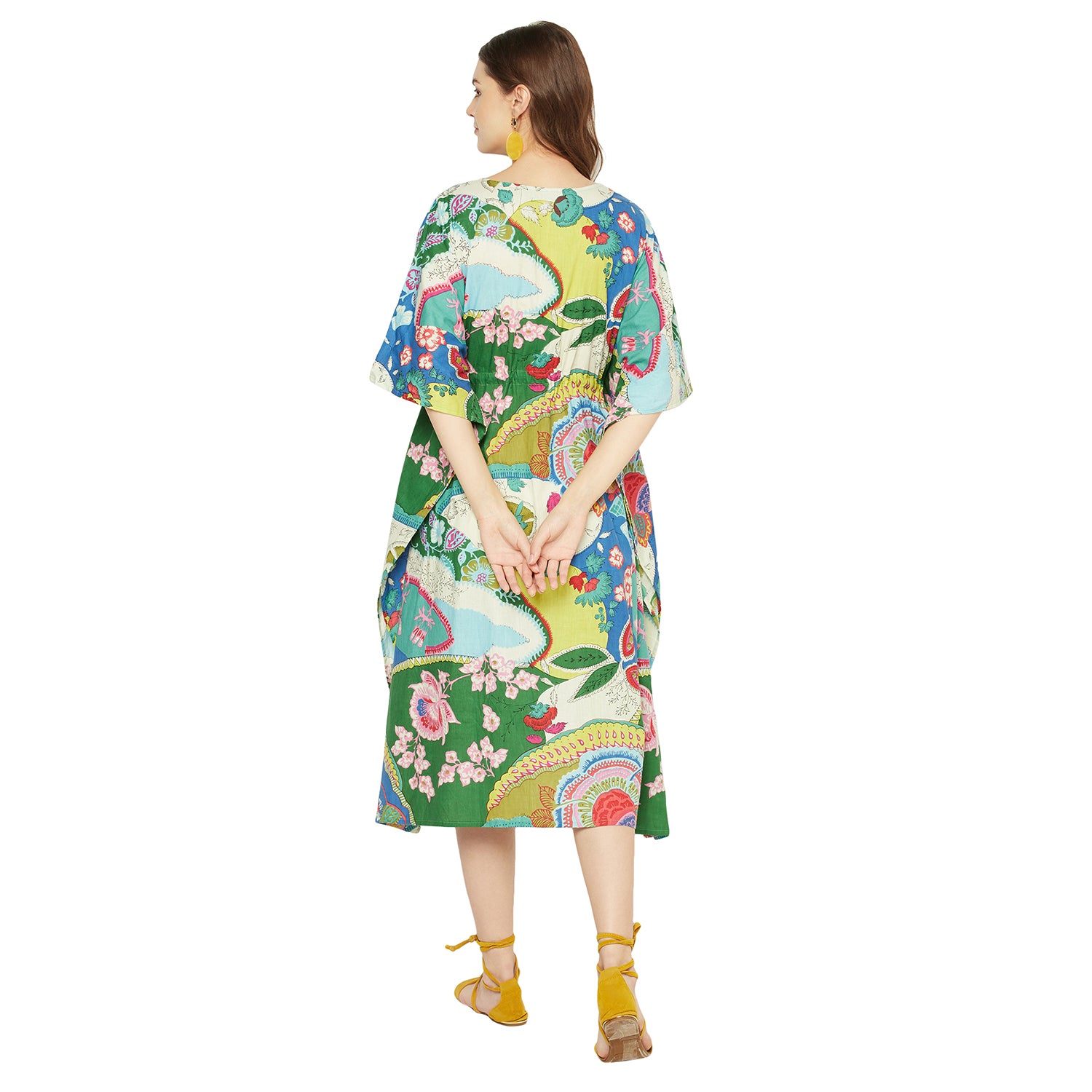 'Floral Mosaic' 100% Cotton Kaftan