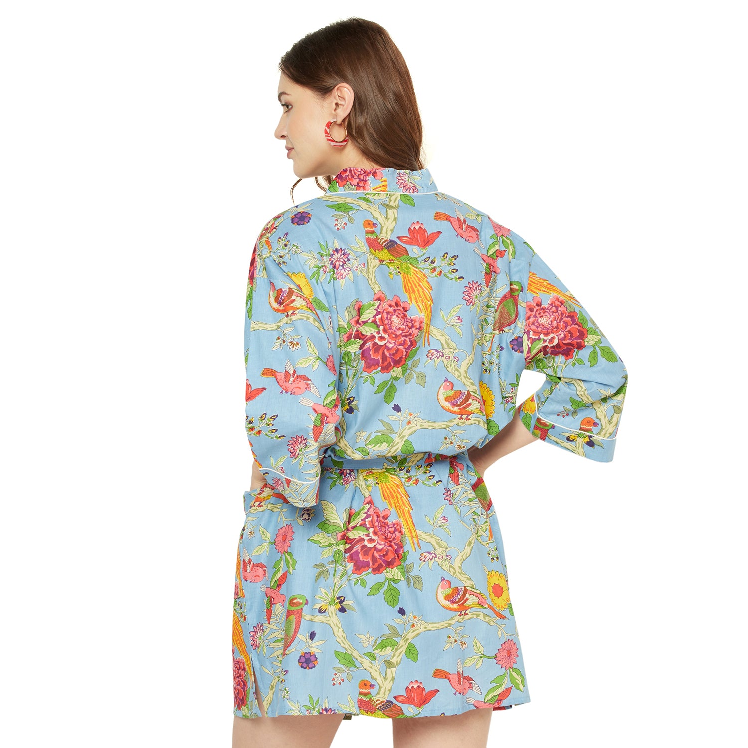 'Songbird Serenade' 100% Cotton Kimono Robe