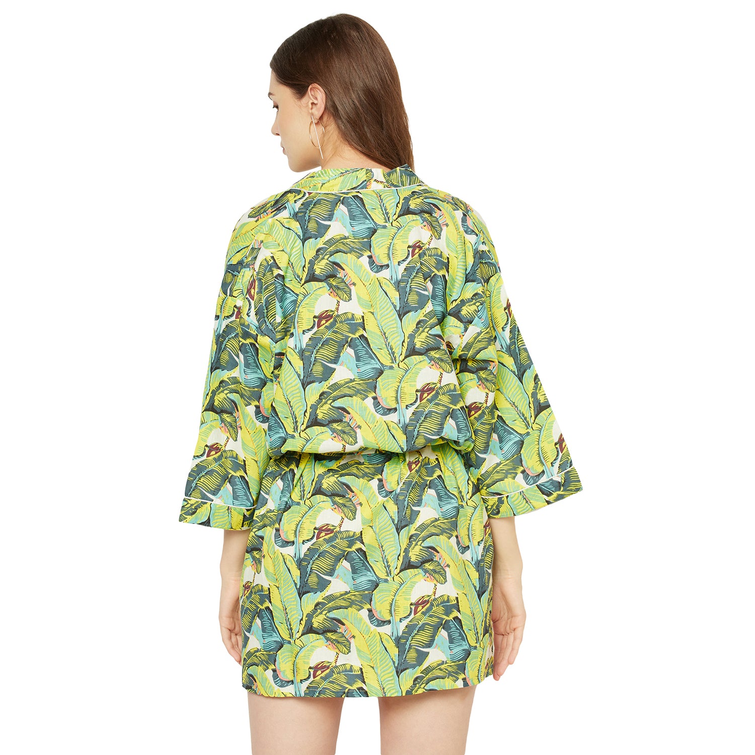 'Verdant Vibes' 100% Cotton Kimono Robe