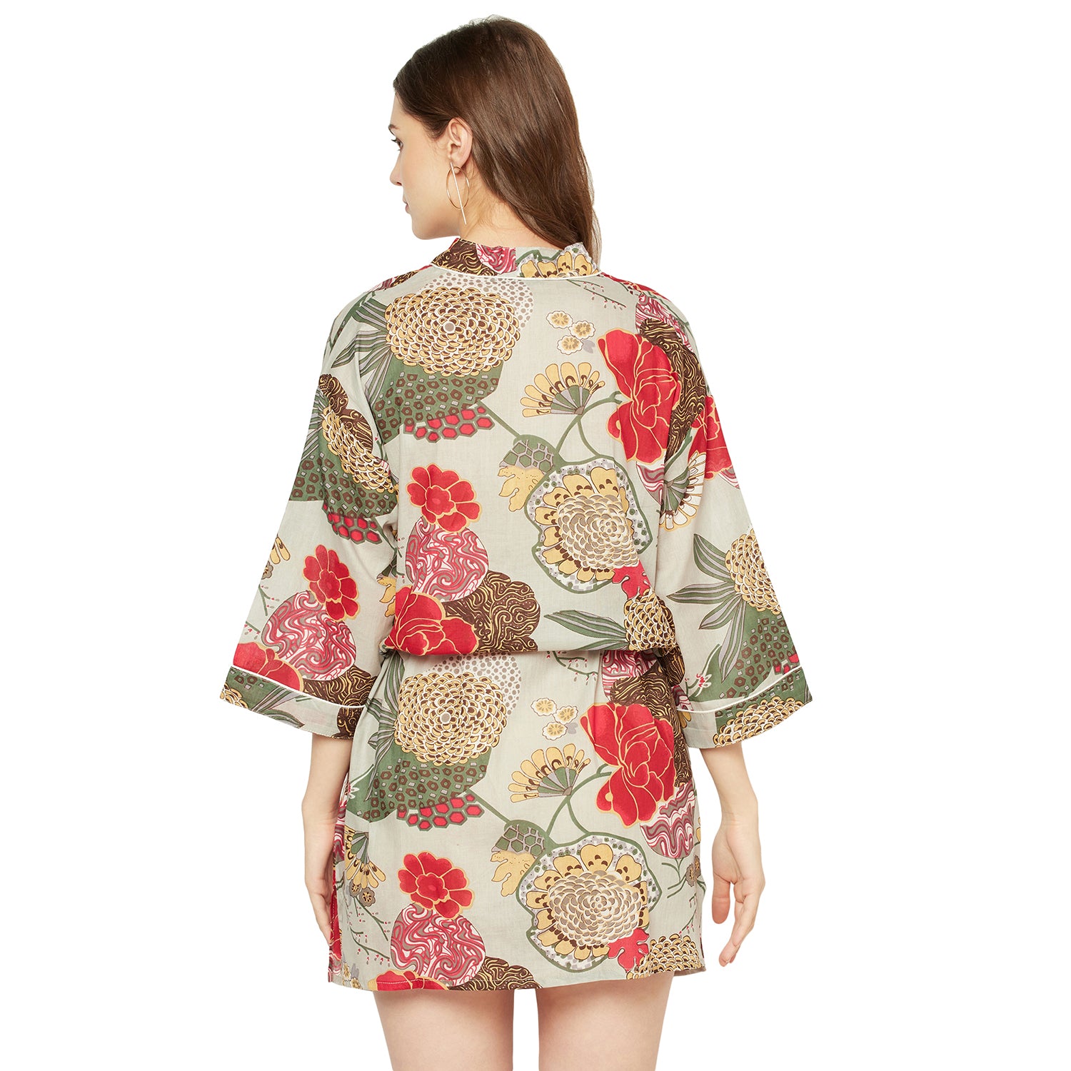 'Botanical Blooms' 100% Cotton Kimono Robe