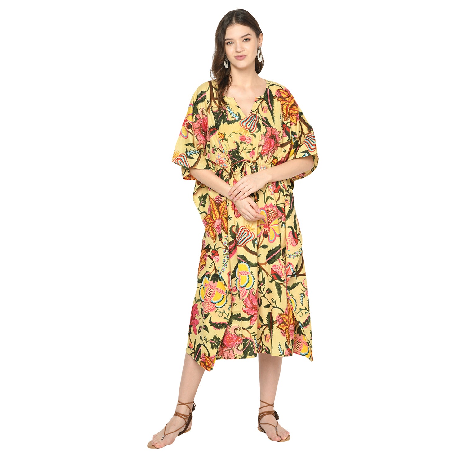 'Floral Fiesta' 100% Cotton Kaftan