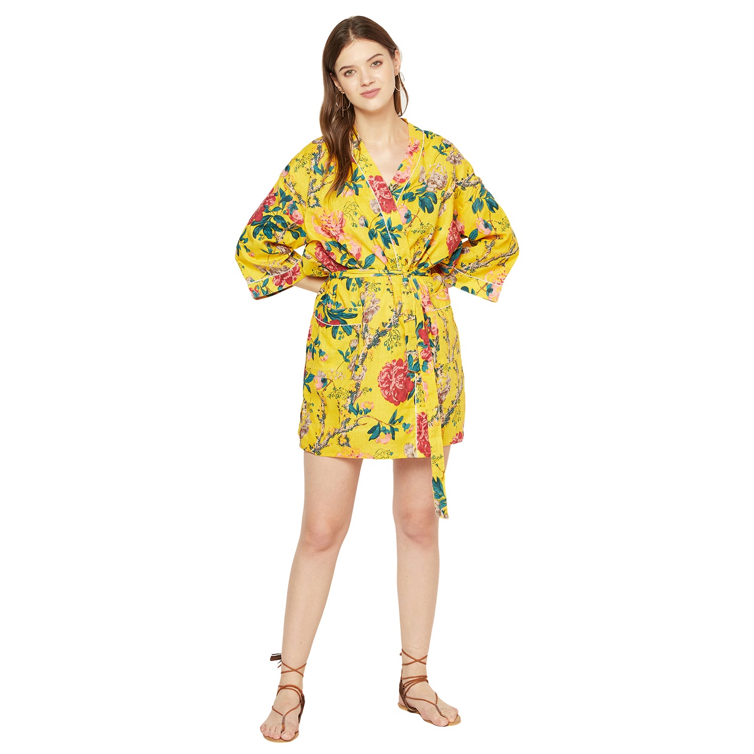 'Radiant Retreat' 100% Cotton Kimono Robe