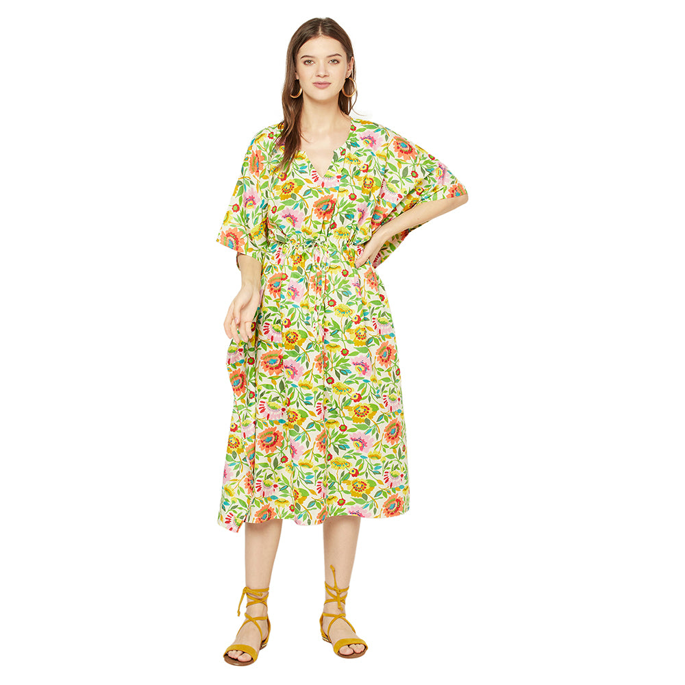 'Botanical Bliss' 100% Cotton Kaftan