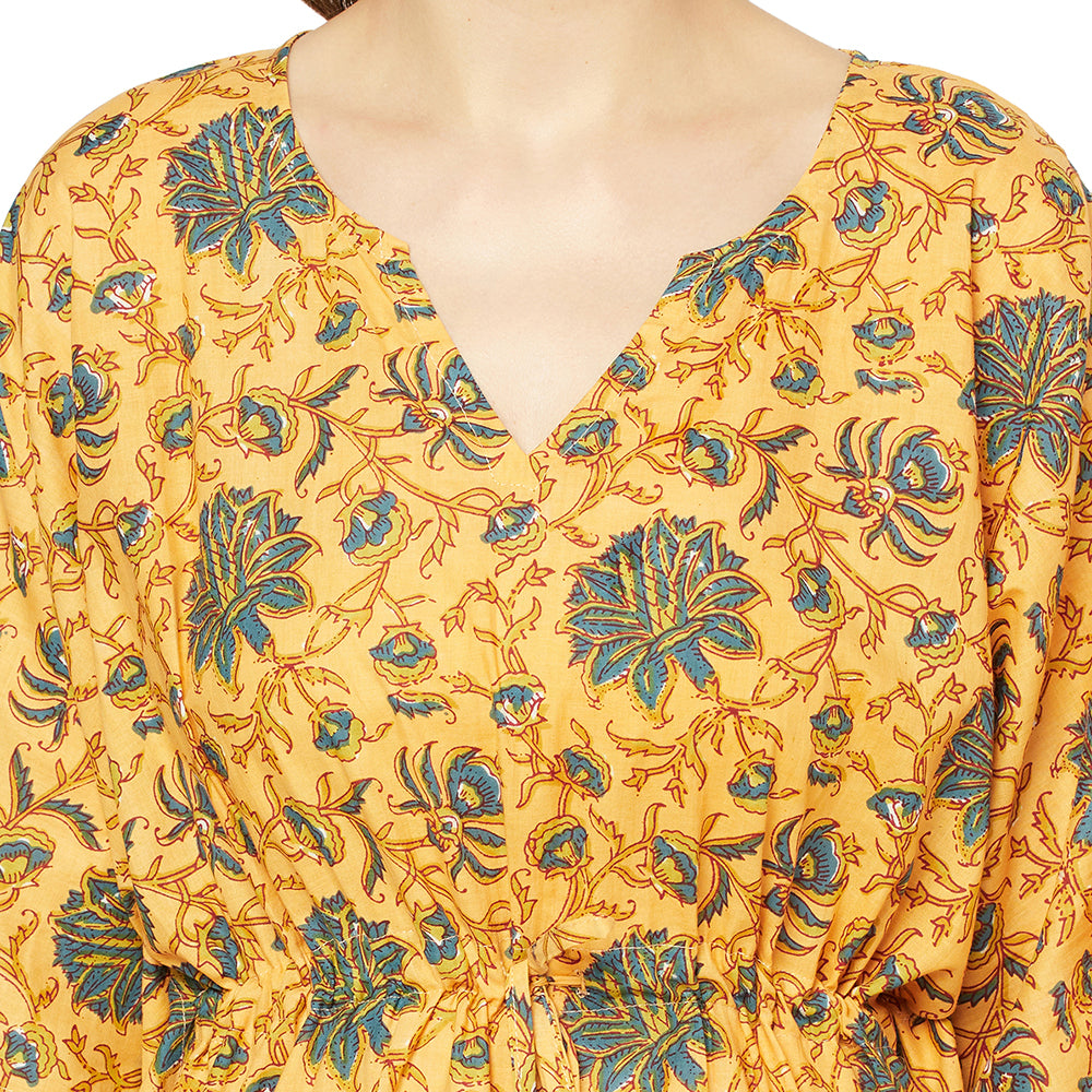 'Sun-Kissed Florals' 100% Cotton Kaftan