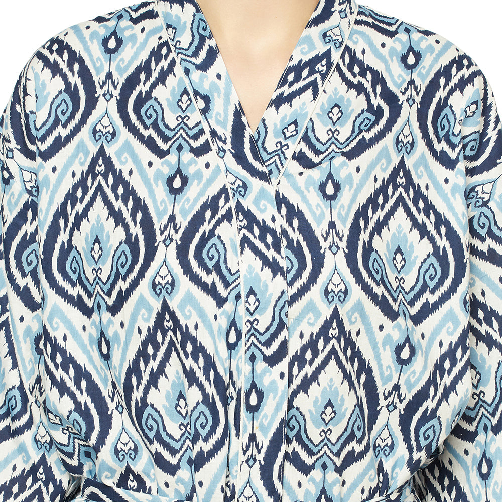 'Ocean Breeze' 100% Cotton Kimono Robe