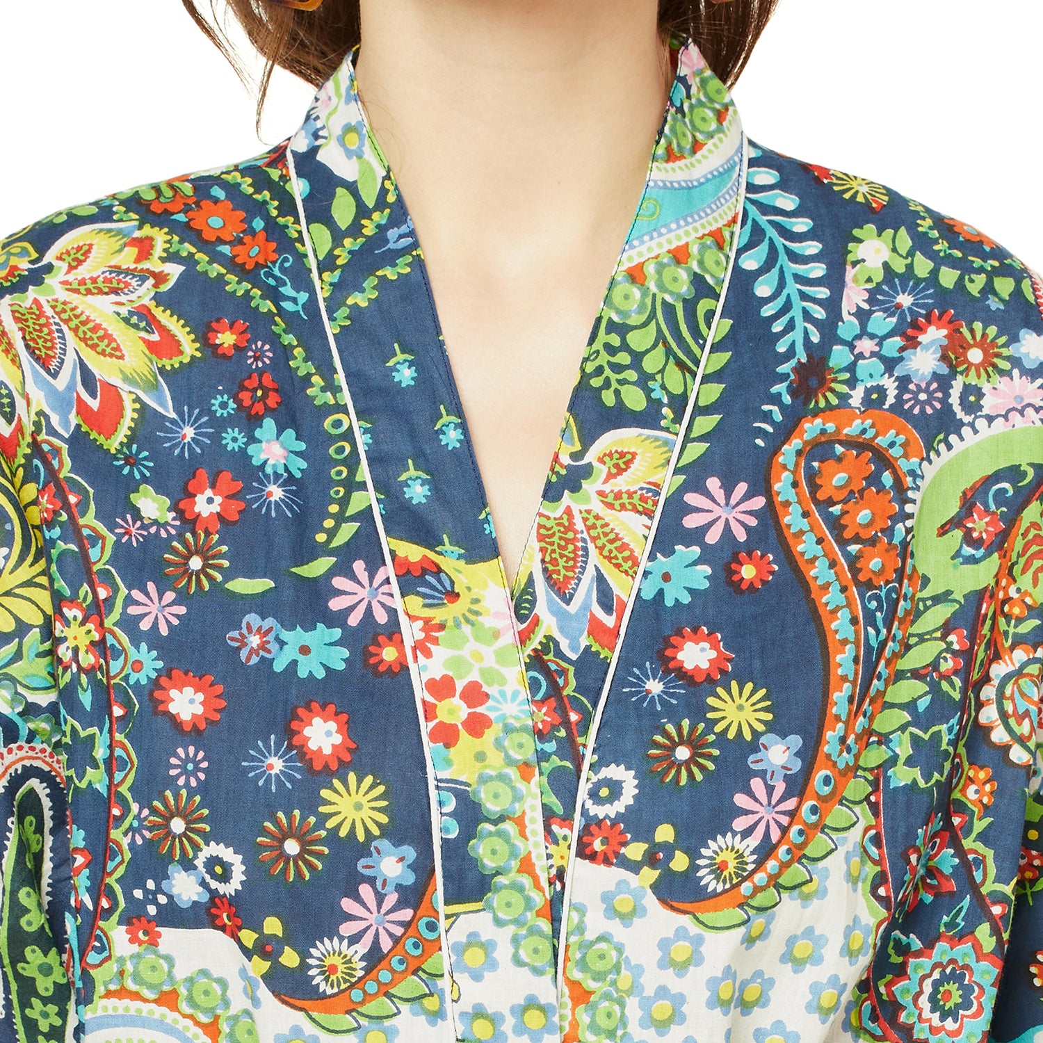 'Floral Retreat' 100% Cotton Kimono Robe