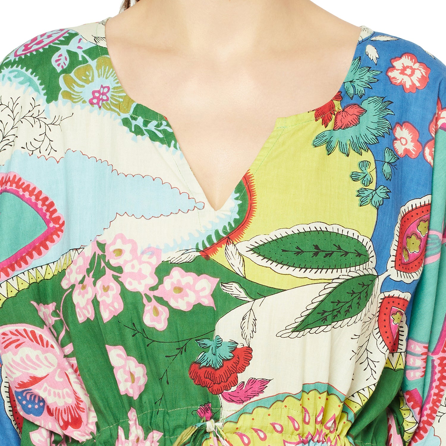 'Floral Mosaic' 100% Cotton Kaftan