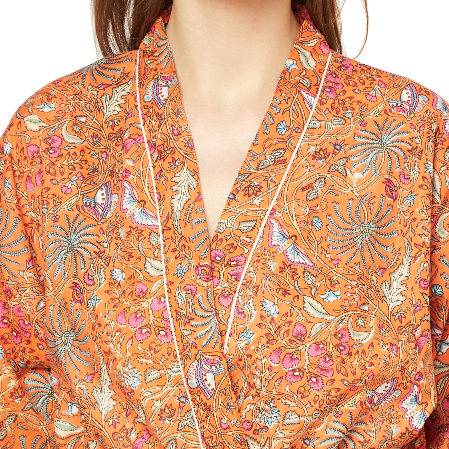 'Floral Tapestry' 100% Cotton Kimono Robe