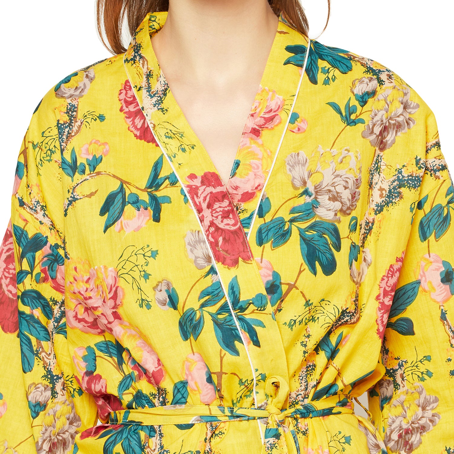 'Radiant Retreat' 100% Cotton Kimono Robe