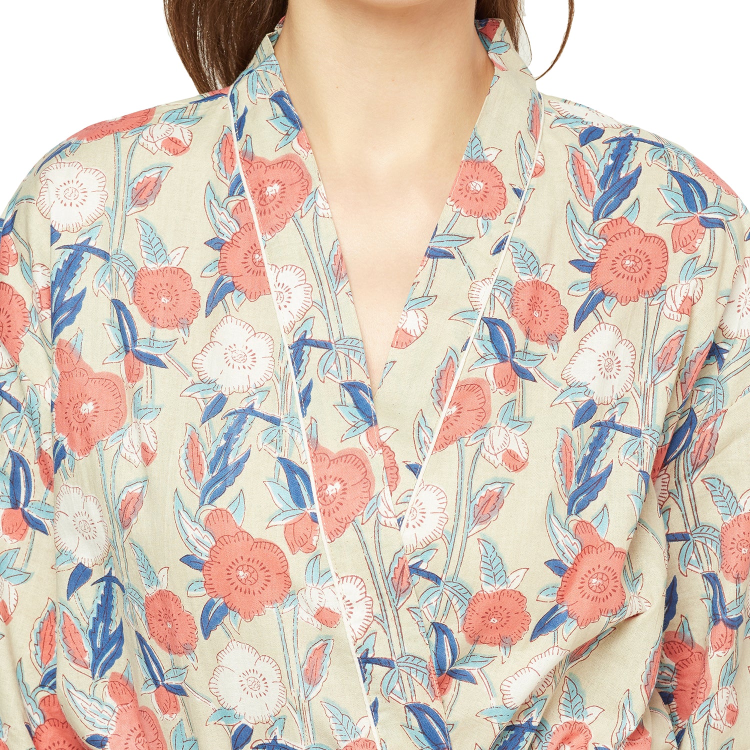 'Blossom Symphony' 100% Cotton Kimono Robe