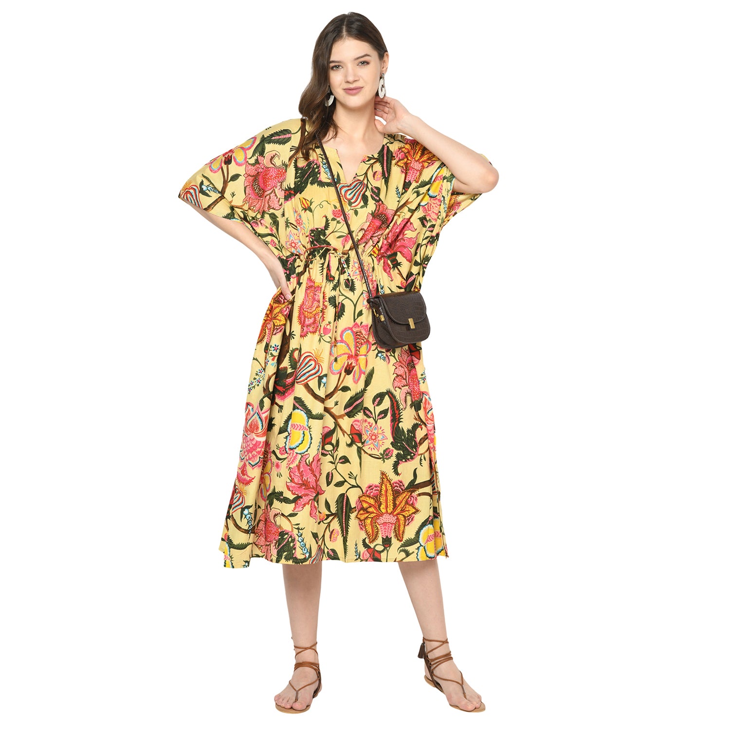 'Floral Fiesta' 100% Cotton Kaftan