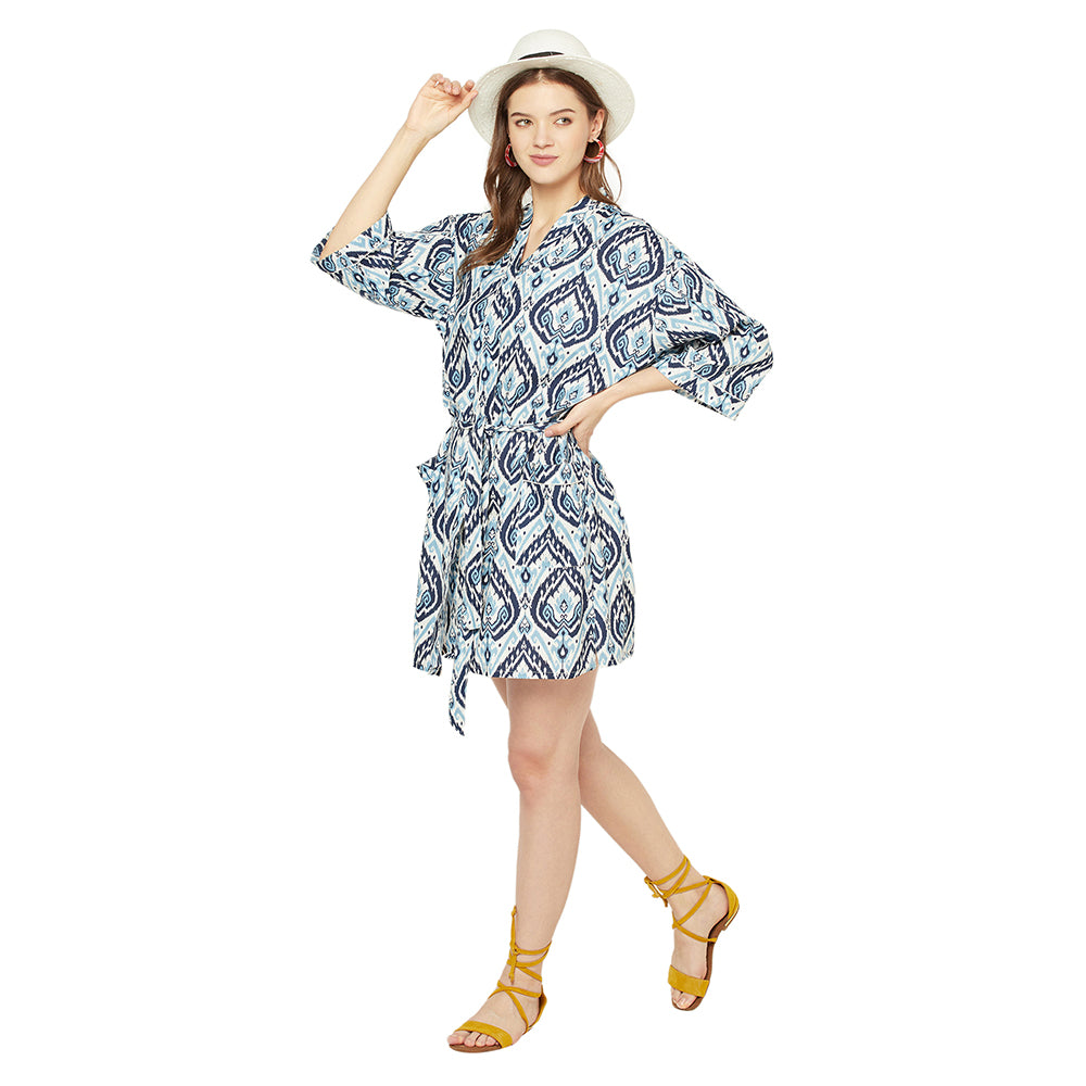 'Ocean Breeze' 100% Cotton Kimono Robe