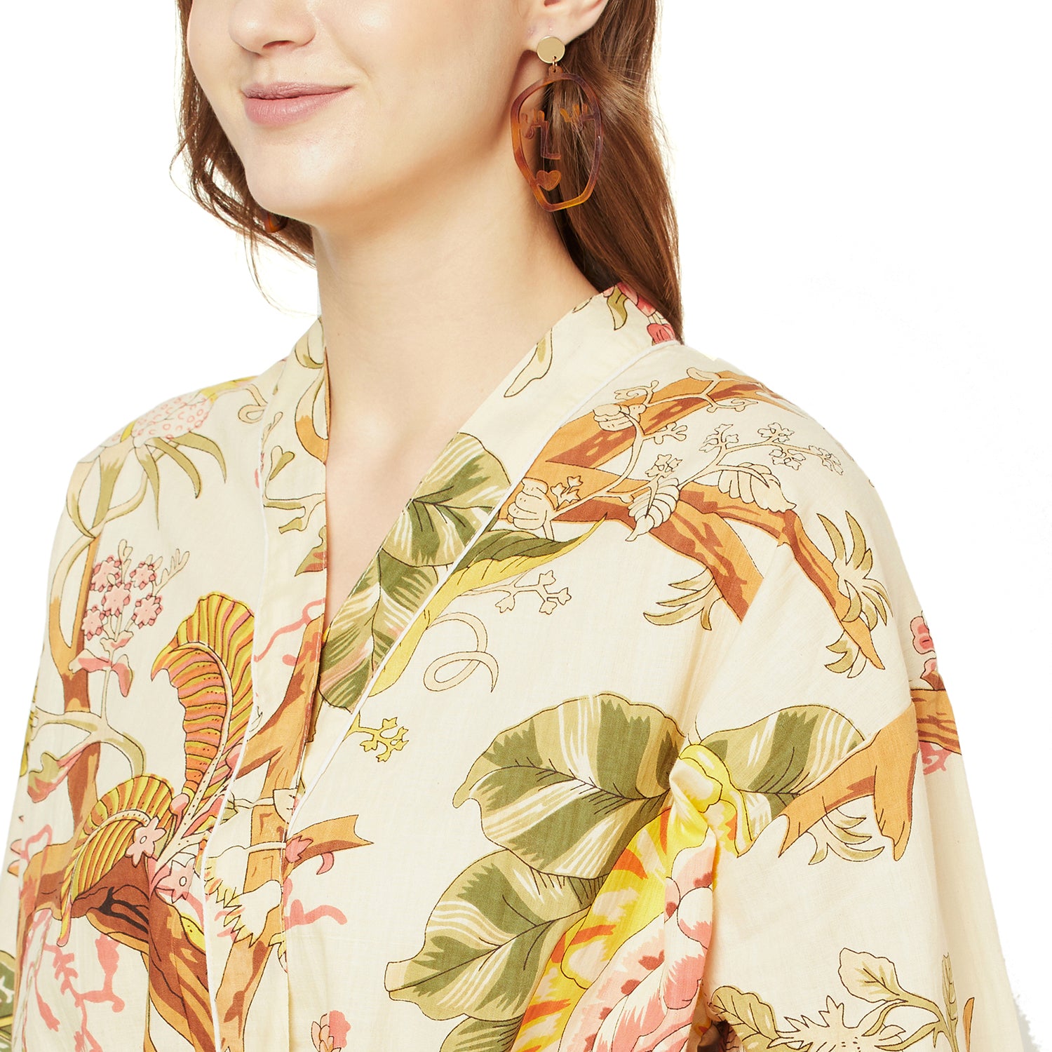 'Tropical Retreat' 100% Cotton Kimono Robe