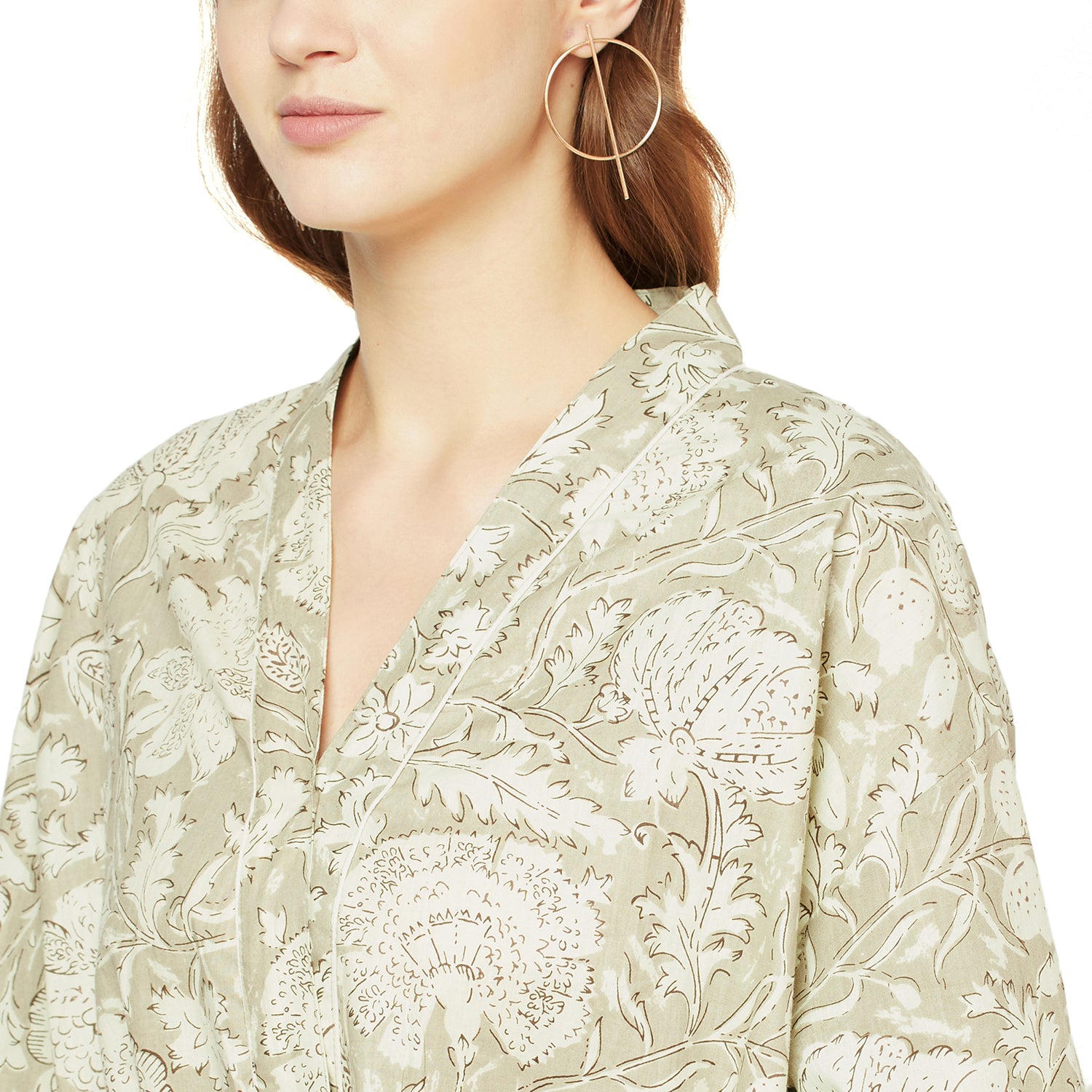 'Enchanting Fern Hues' 100% Cotton Kimono Robe