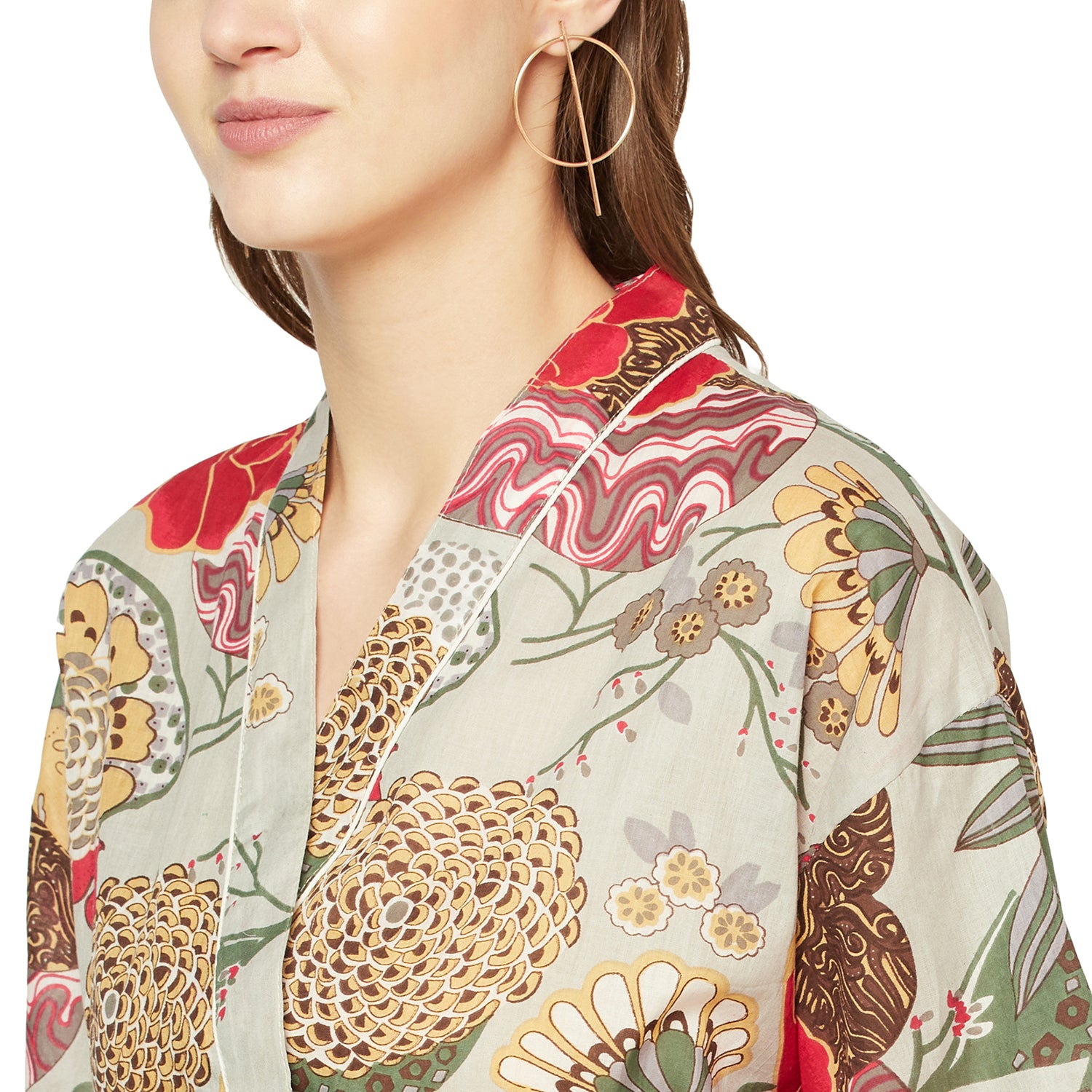 'Botanical Blooms' 100% Cotton Kimono Robe