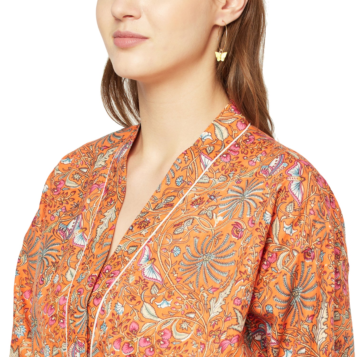 'Floral Tapestry' 100% Cotton Kimono Robe