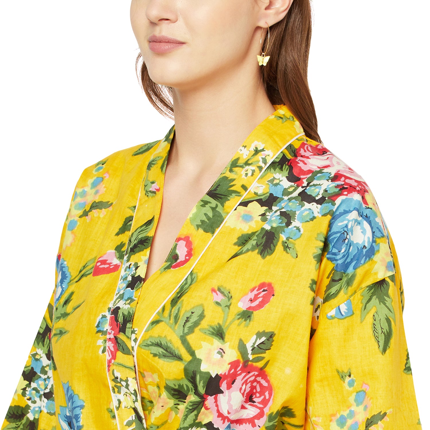 'Radiant Blooms' 100% Cotton Kimono Robe