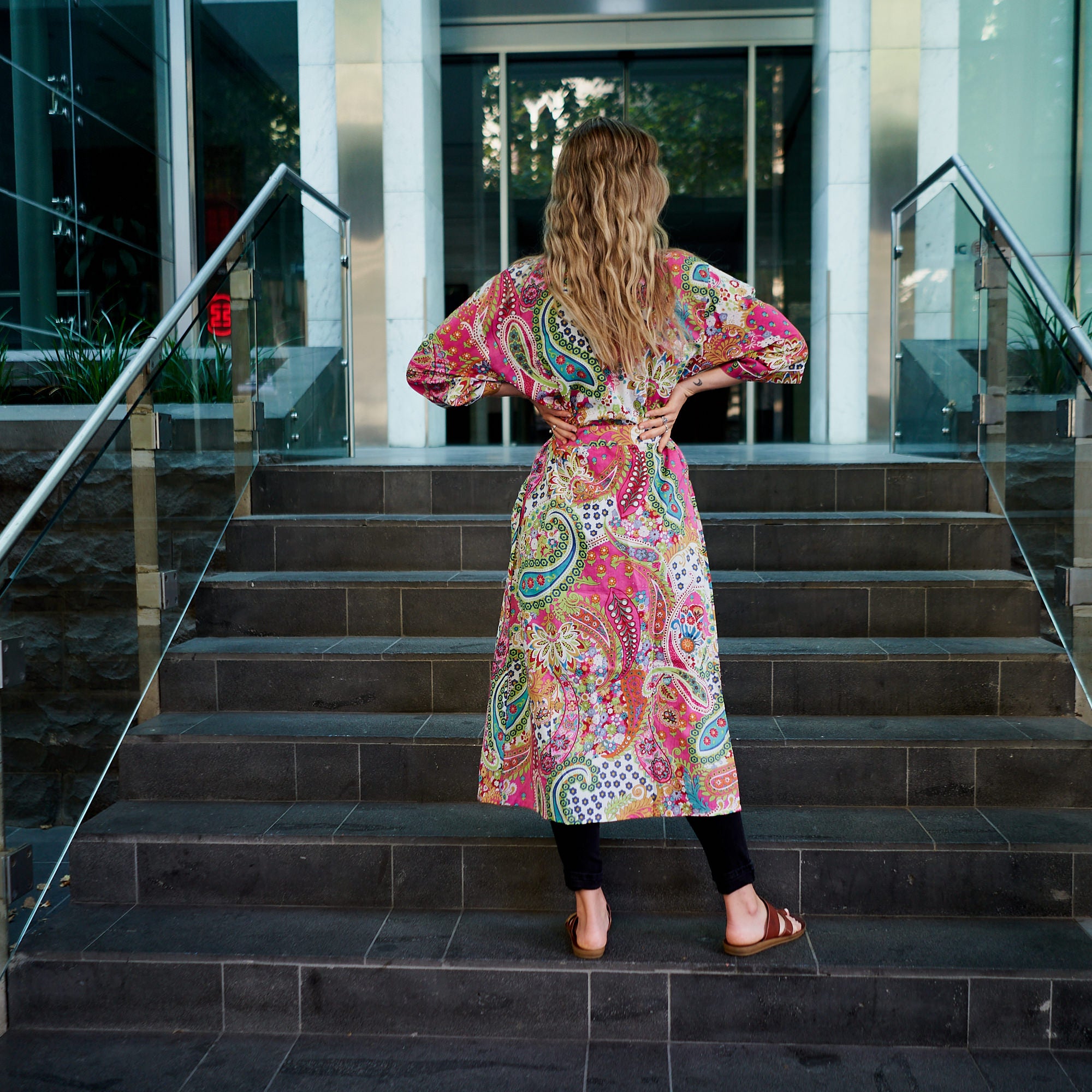 'Vibrant Paisley' 100% Cotton Kimono Robe