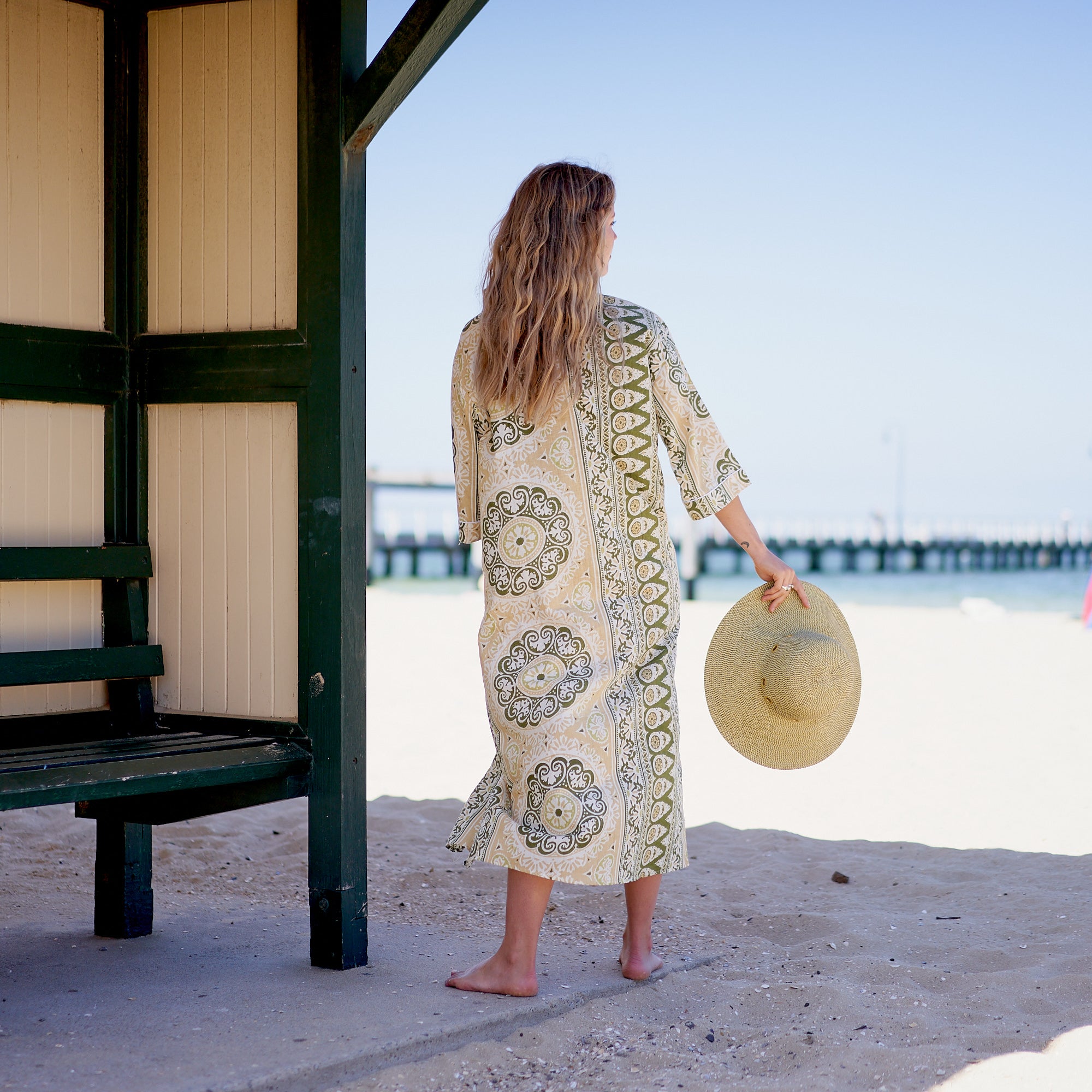 'Sunshine Serenity' 100% Cotton Kimono Robe