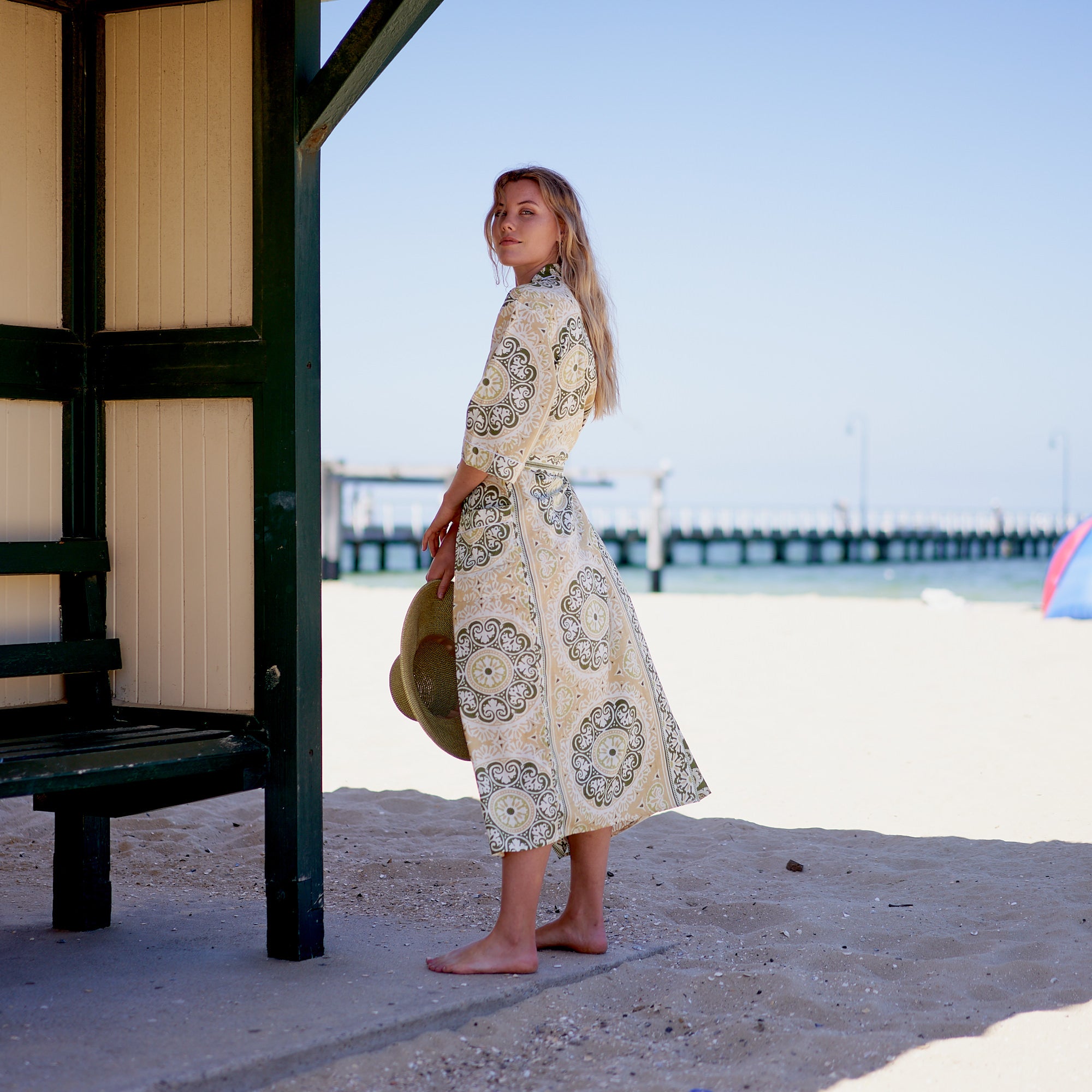 'Sunshine Serenity' 100% Cotton Kimono Robe